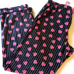 Grey and Black Striped Heart Flannel PJ'S  sz M